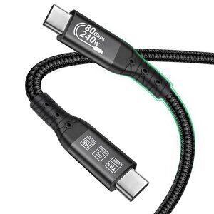 Thunderbolt 5 Cable 3.3ft USB 4 High Speed USB-C 120Gbps Bandwidth 240W PD3.1